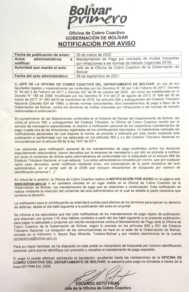 NOTIFICACIÓN POR AVISO Abril 2022