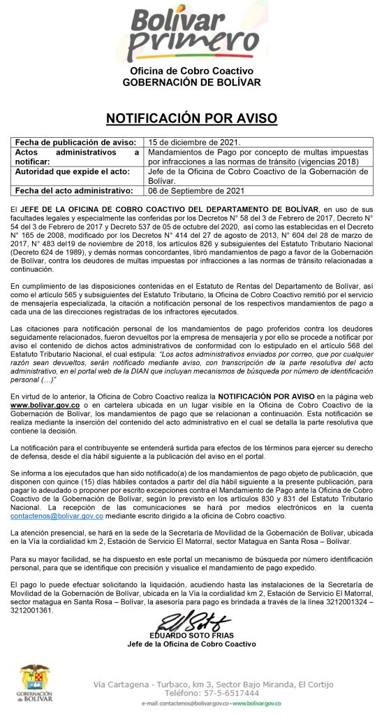 NOTIFICACIÓN POR AVISO