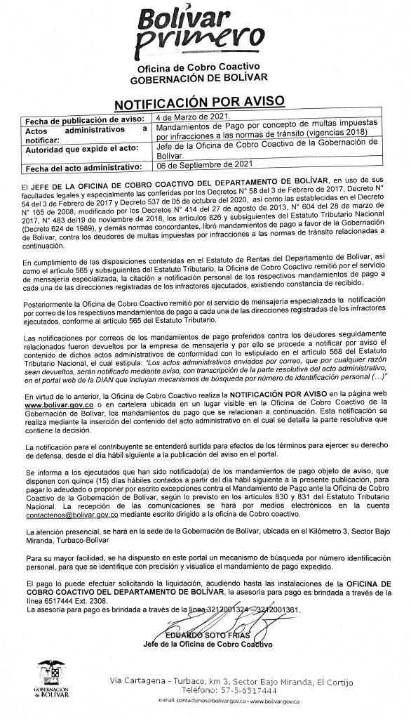 NOTIFICACIÓN POR AVISO