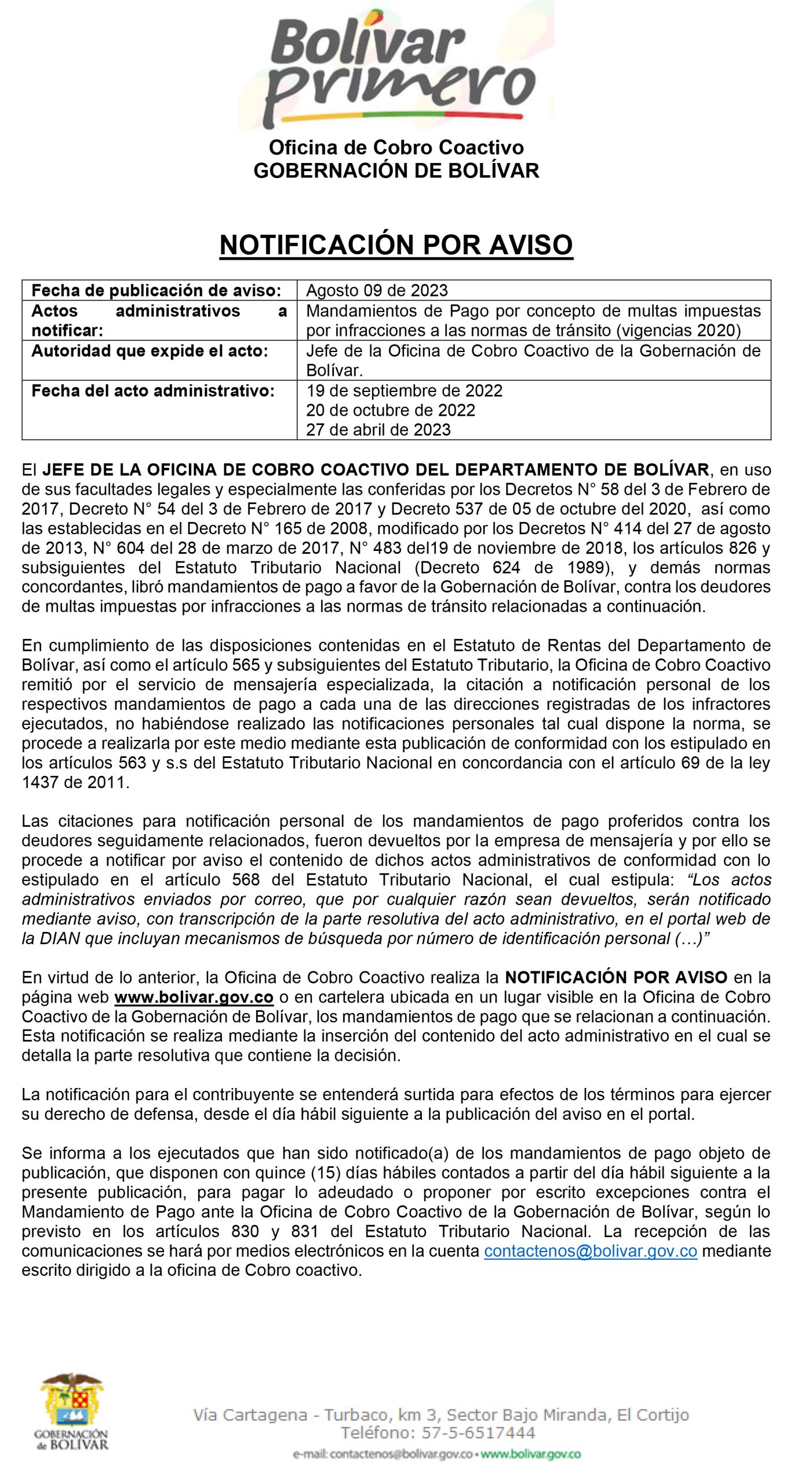 AVISO DE NOTIFICACIÓN EN PAGINA WEB 2022-11-24