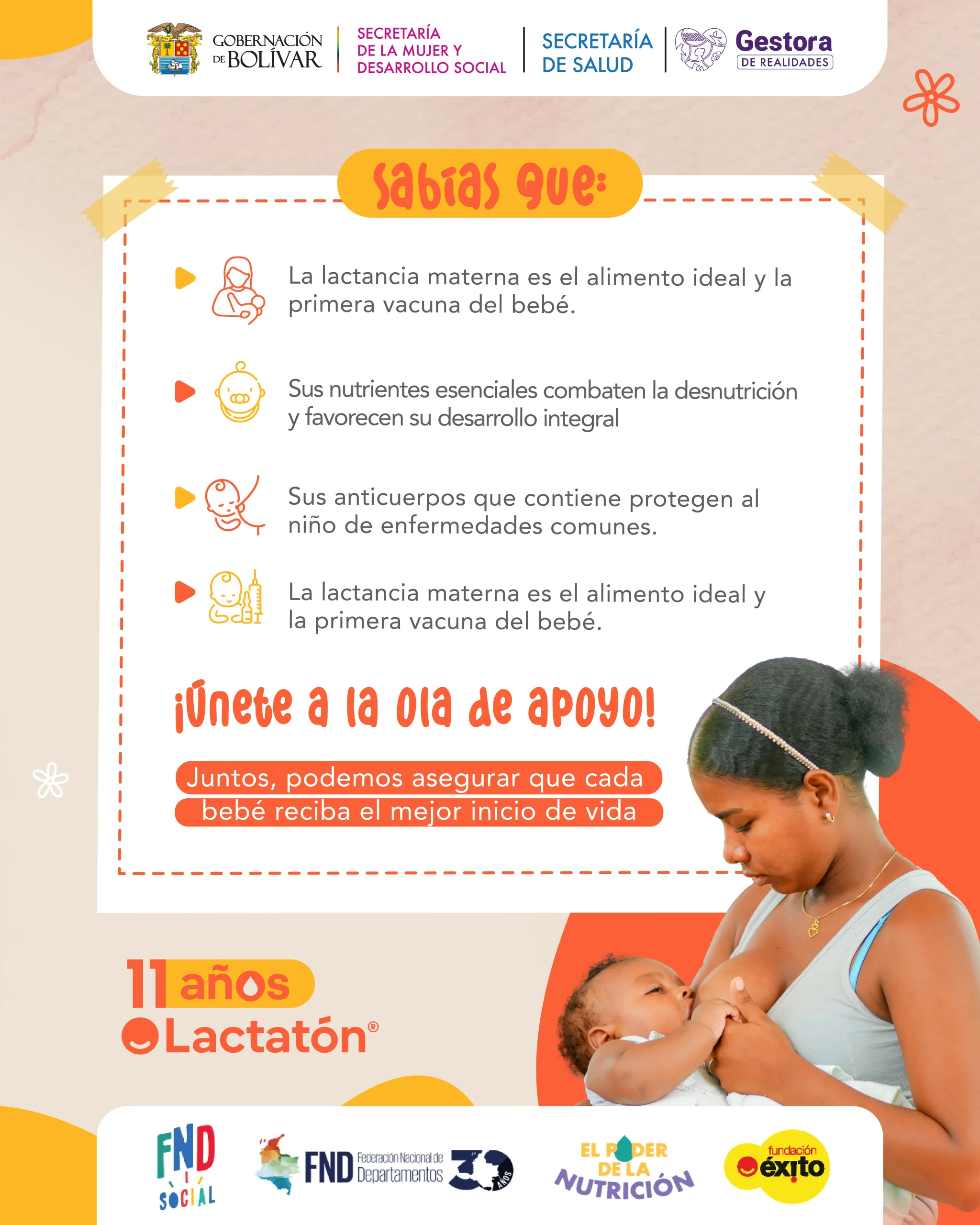Infografía con recomendaciones y datos sobre lactancia materna
