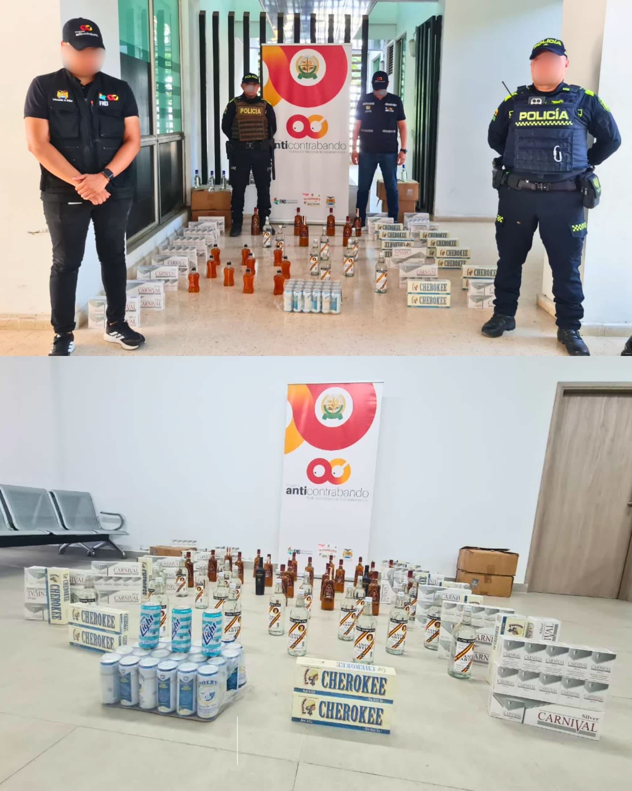 Un gol contra el contrabando en Turbaco: Grupo Anticontrabando de Bolívar aprehendió licor y cigarrillos ilegales